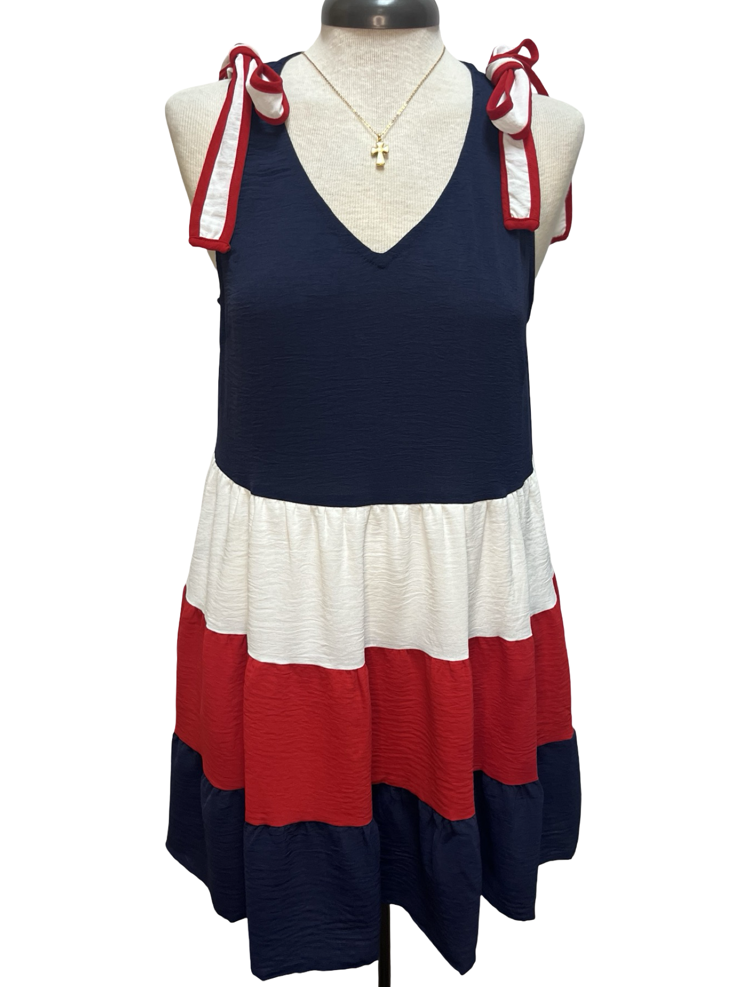 Shoulder Bow Tie Color Block Mini Dress