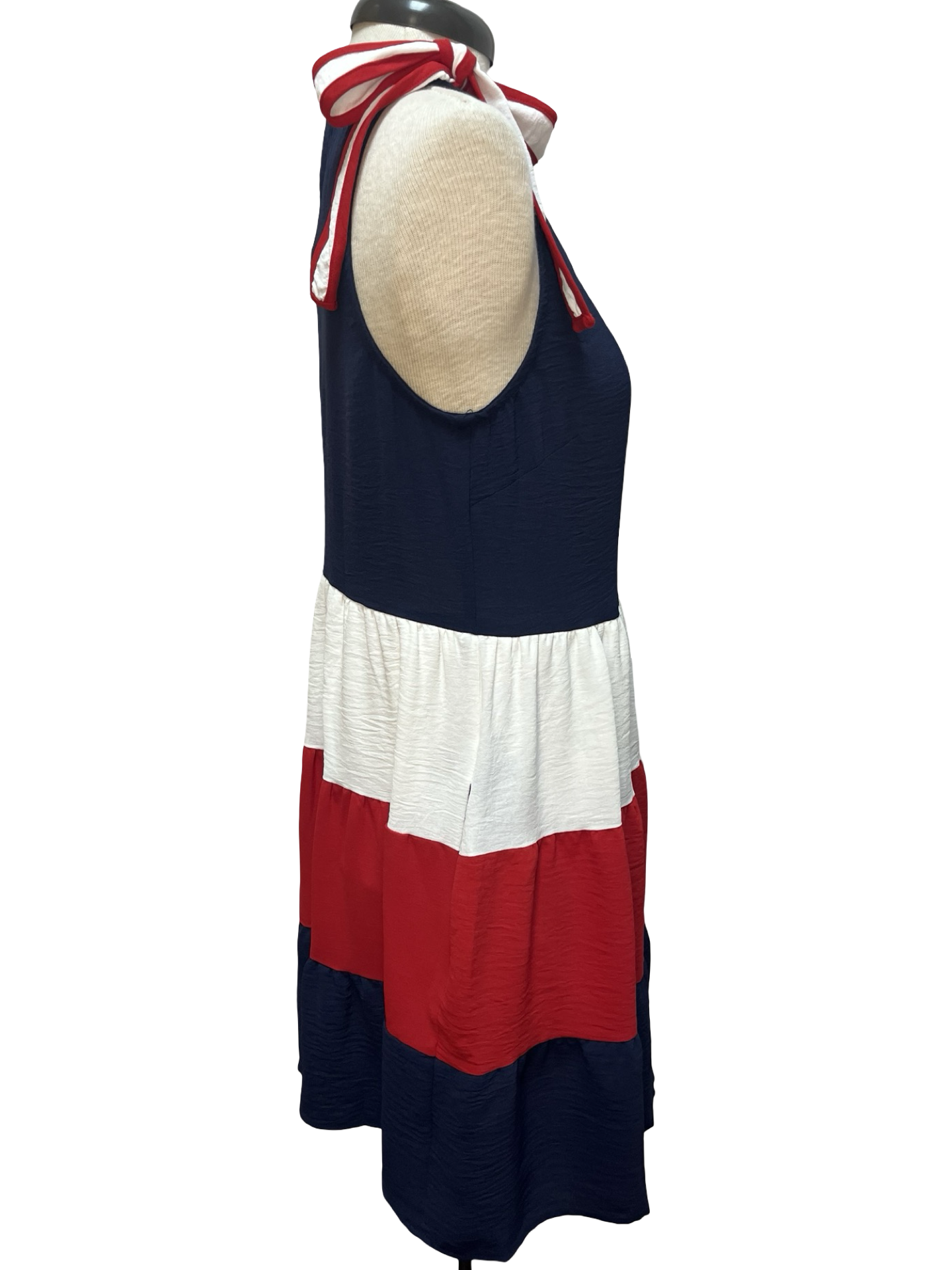 Shoulder Bow Tie Color Block Mini Dress