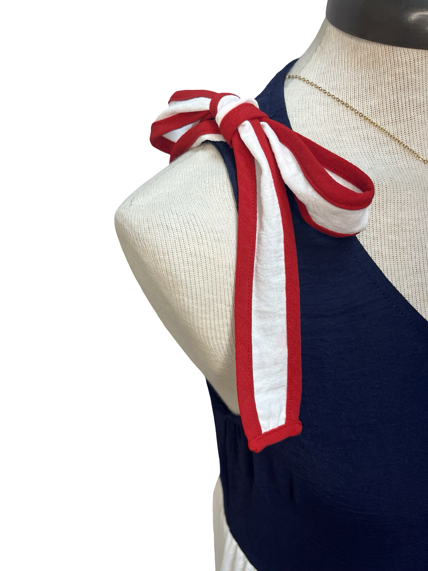 Shoulder Bow Tie Color Block Mini Dress