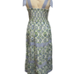Tied Shoulder Tiered Print Maxi Dress with Pockets Green/Blue