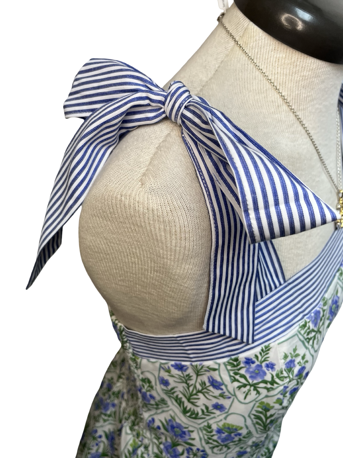 Tied Shoulder Tiered Print Maxi Dress with Pockets Green/Blue