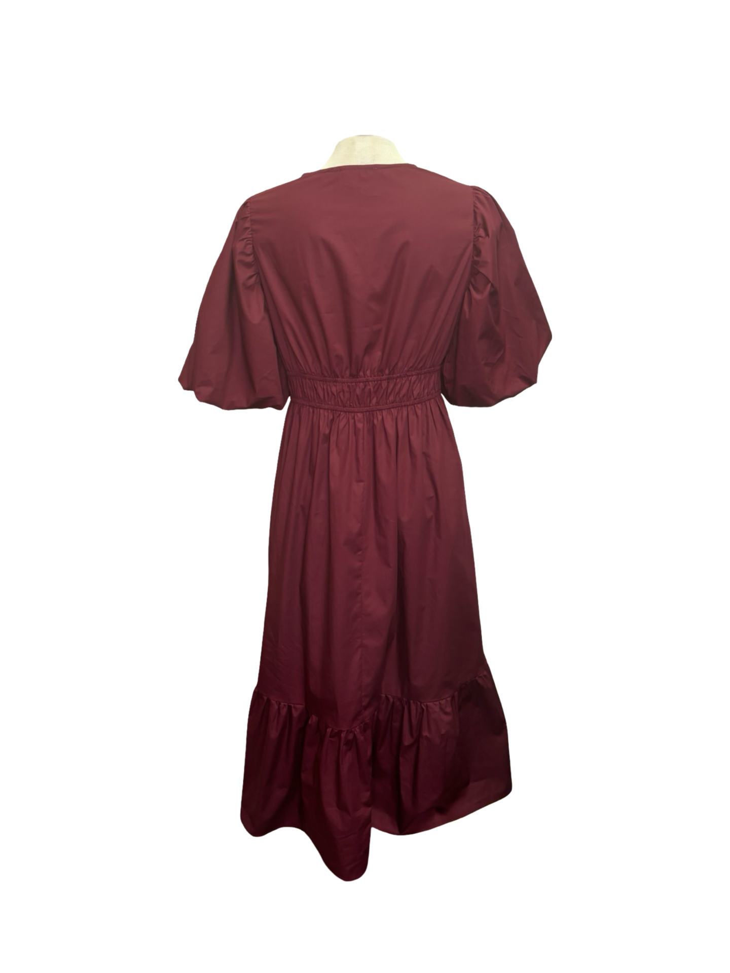 Bubble Sleeve Midi Dress Wine