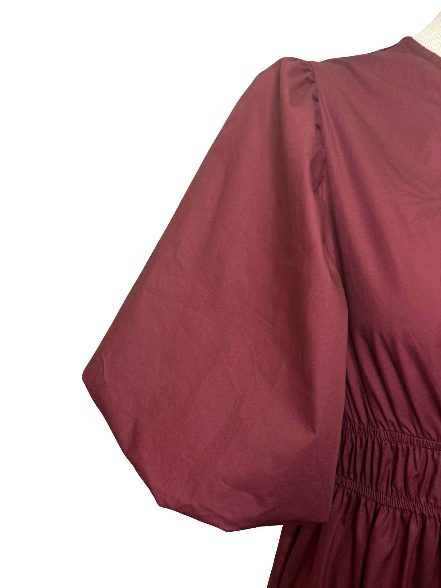 Bubble Sleeve Midi Dress Wine