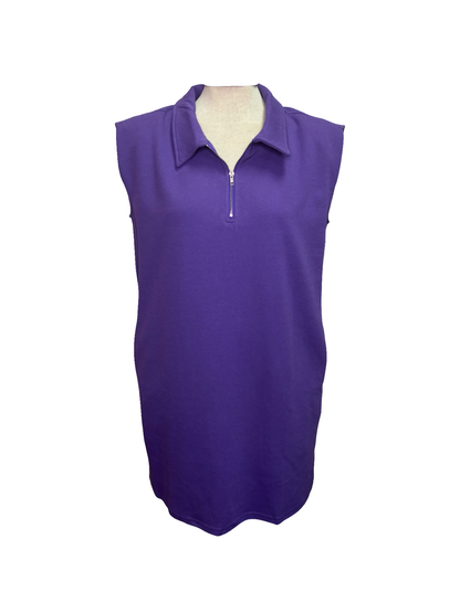 Sleeveless Polo Mini Dress Purple