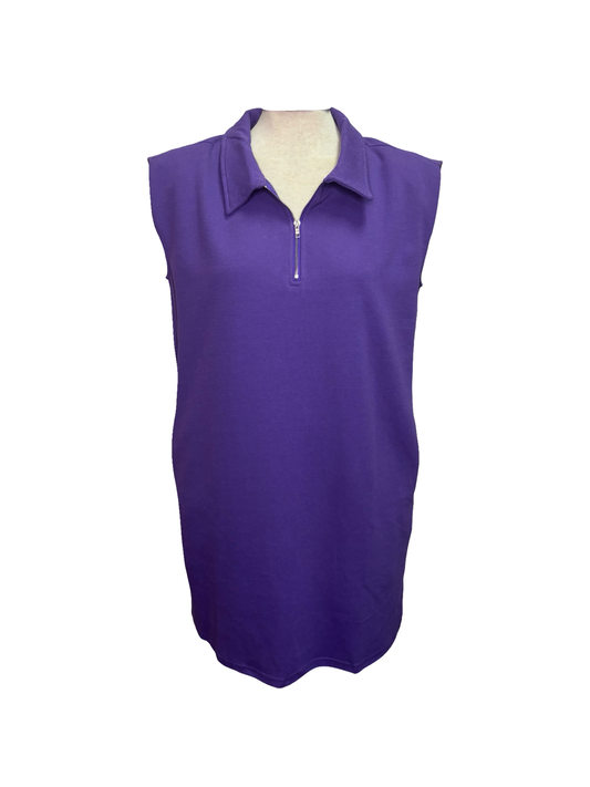 Sleeveless Polo Mini Dress Purple