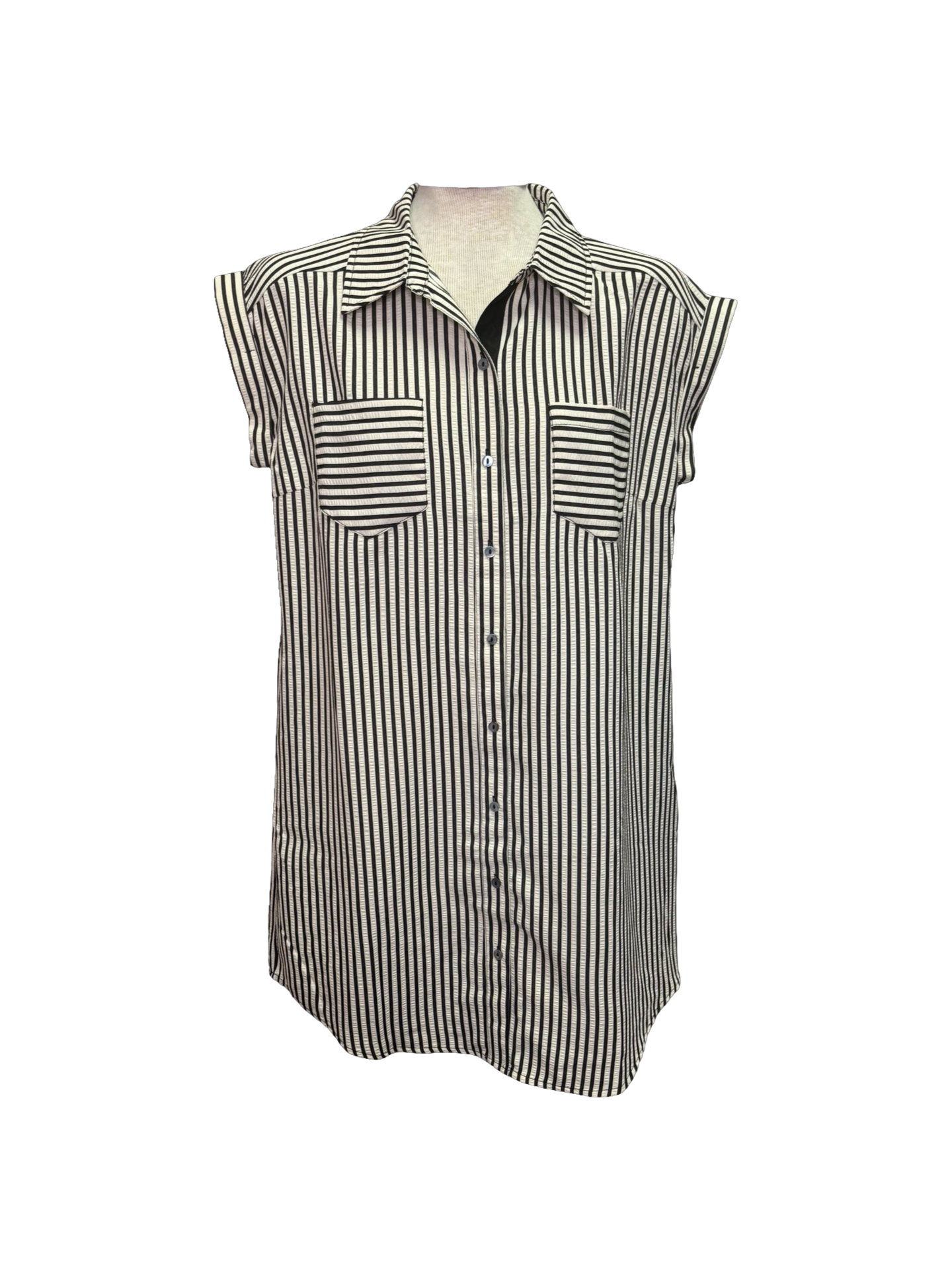 Striped Button Down Shirt Mini Dress