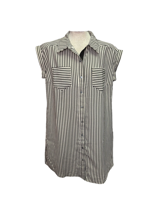 Striped Button Down Shirt Mini Dress