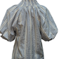 Short Puff Sleeve Stripe Top Blue