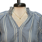 Short Puff Sleeve Stripe Top Blue