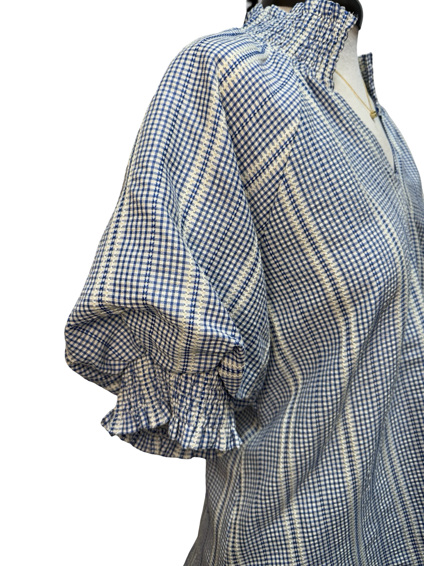 Short Puff Sleeve Stripe Top Blue