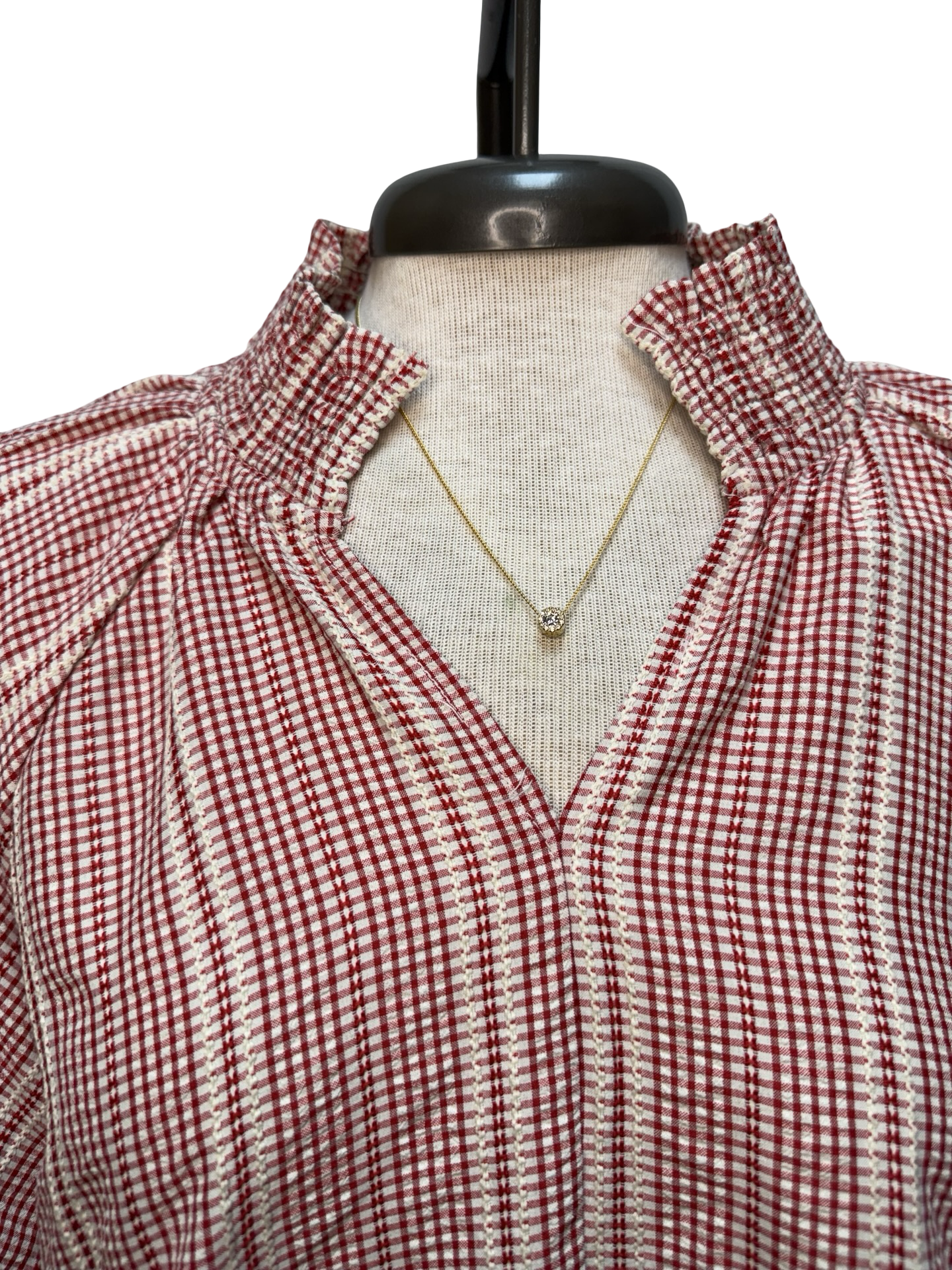 Short Puff Sleeve Stripe Top Red