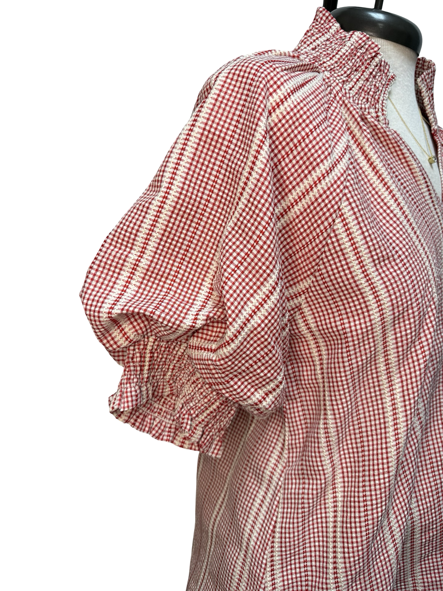 Short Puff Sleeve Stripe Top Red