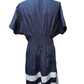 Short Sleeve Ruched Waist Shirt Dress Navy