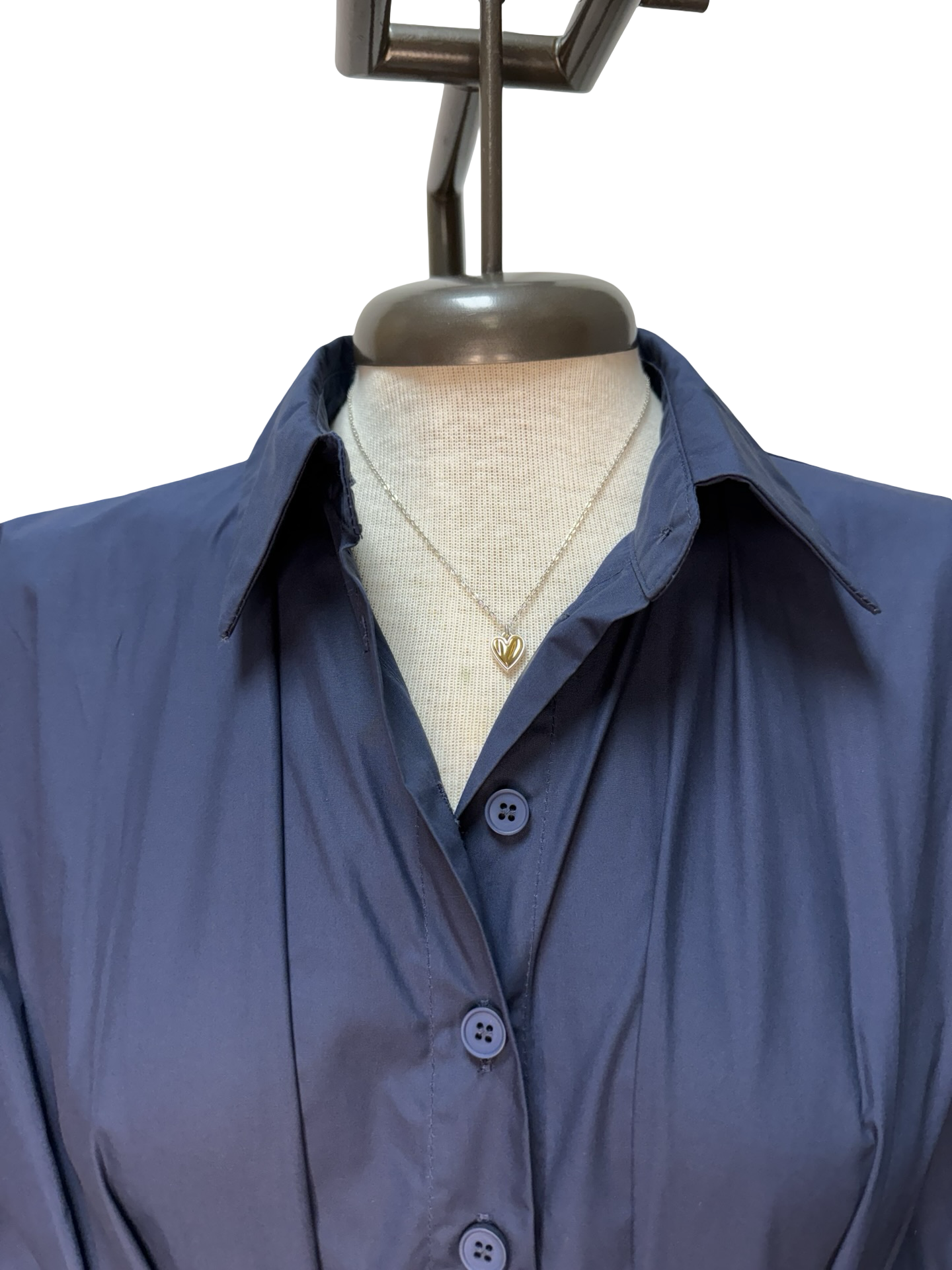 Short Sleeve Ruched Waist Shirt Dress Navy