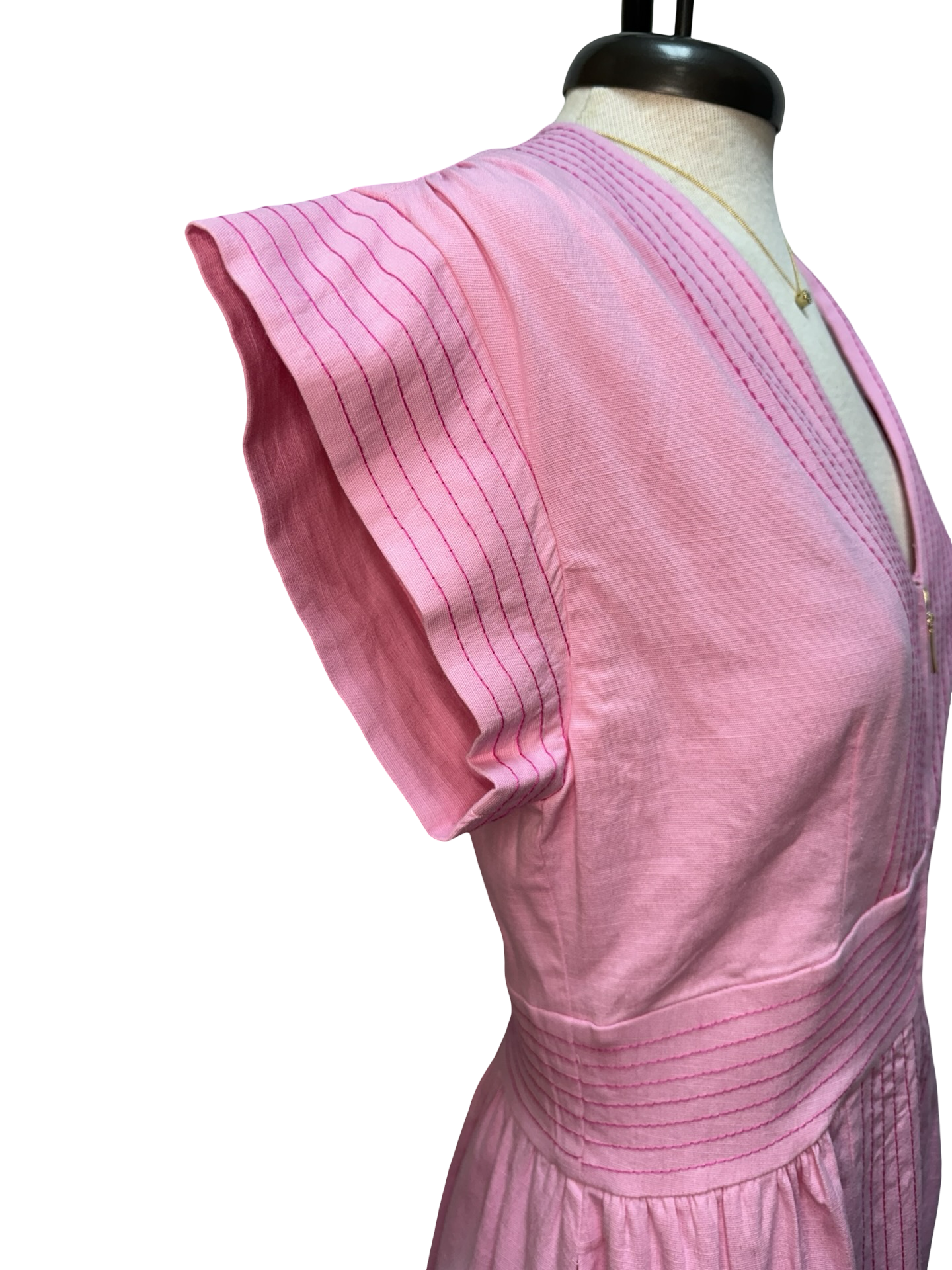 Short Sleeve Zip Up Dress Pink