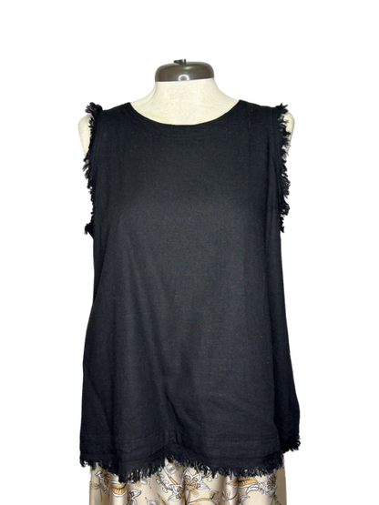 Sleeveless Back Button Tank Black