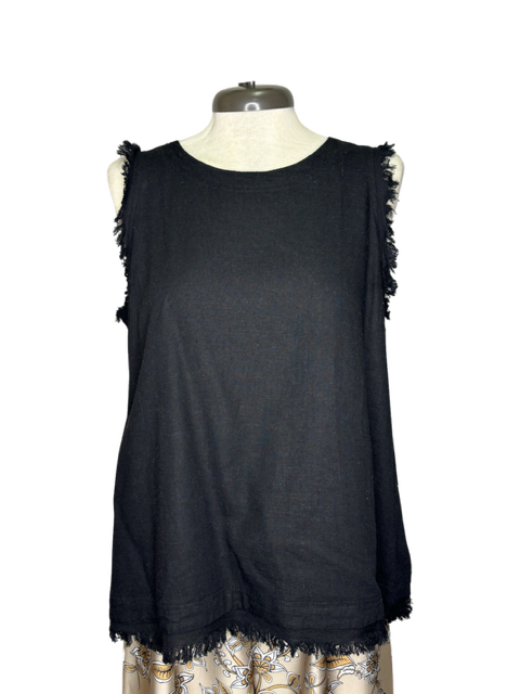 Sleeveless Back Button Tank Black