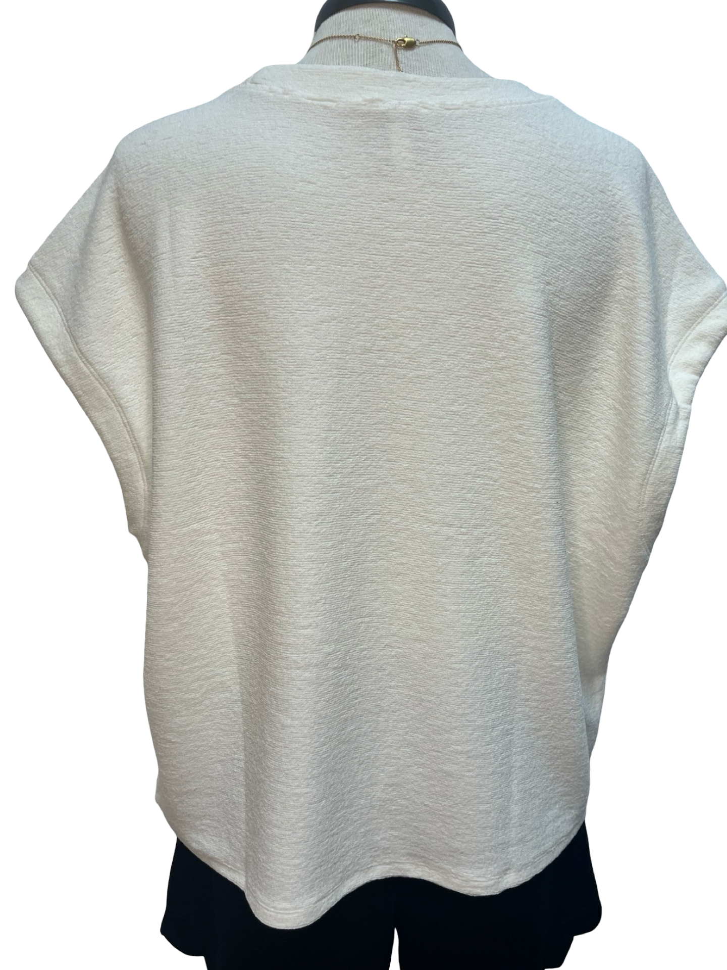 Soft Brush Fabric Round Neck Short Sleeve Top Ivory
