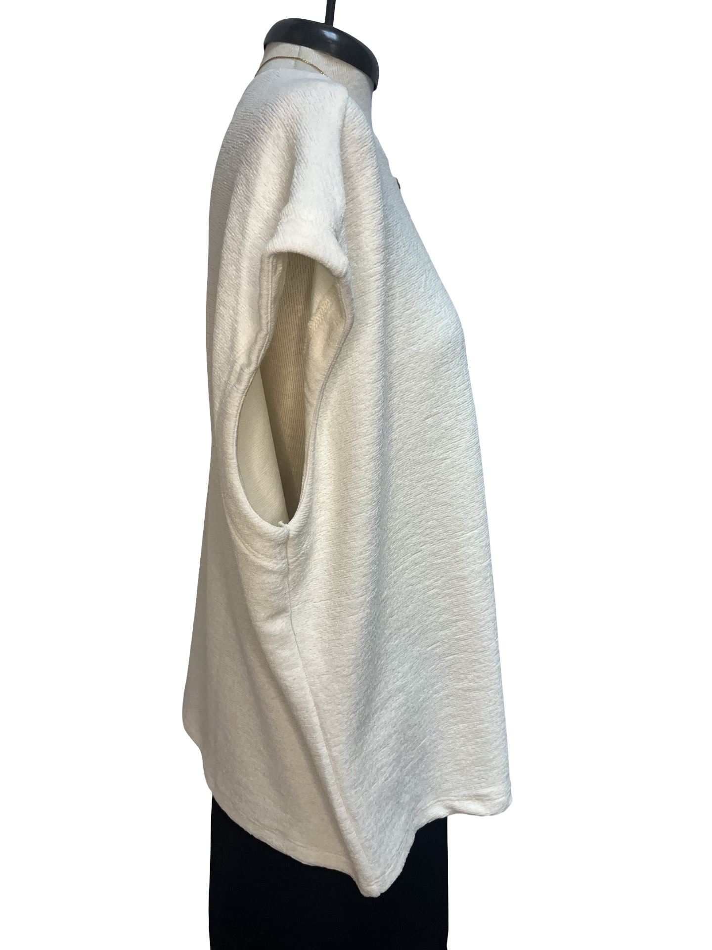 Soft Brush Fabric Round Neck Short Sleeve Top Ivory
