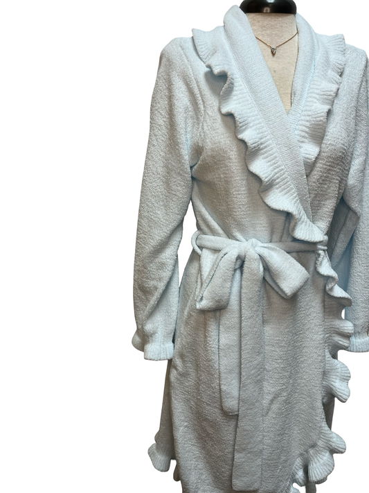 36" Ruffle Chenille Robe Light Blue
