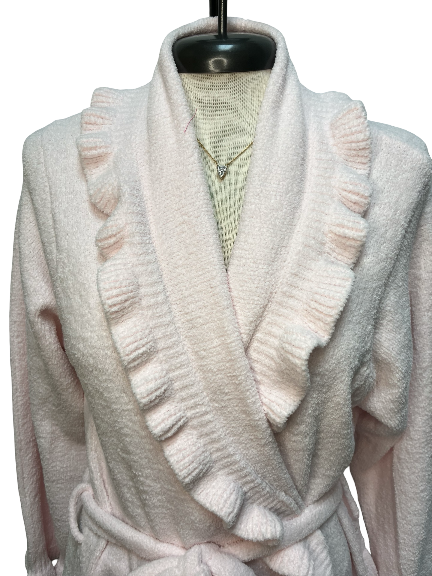 36" Ruffle Chenille Robe Light Pink