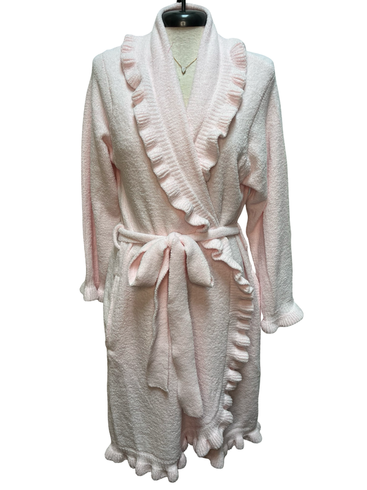 36" Ruffle Chenille Robe Light Pink