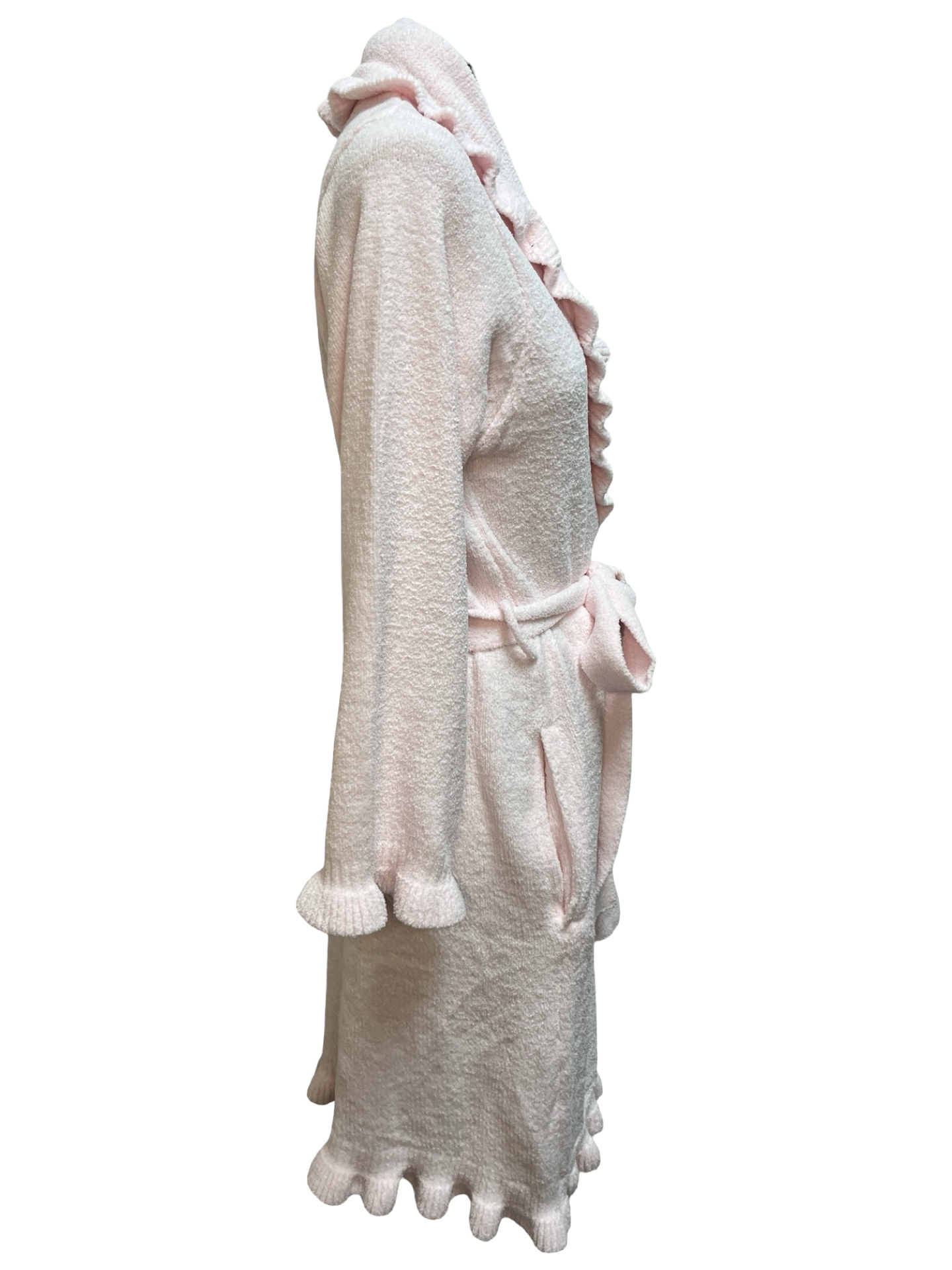 36" Ruffle Chenille Robe Light Pink