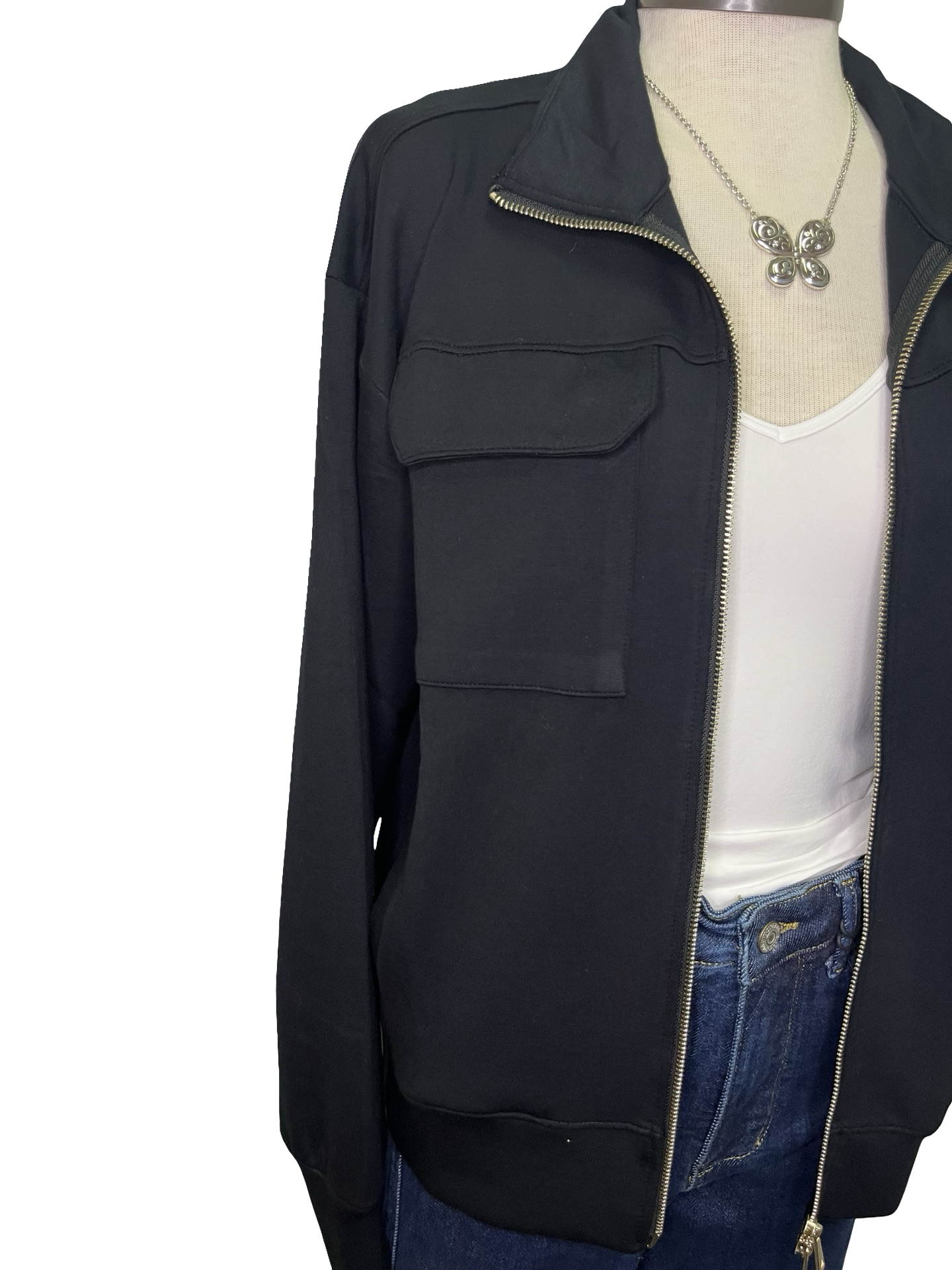 DreamTech Double Zip Bomber Jacket Black