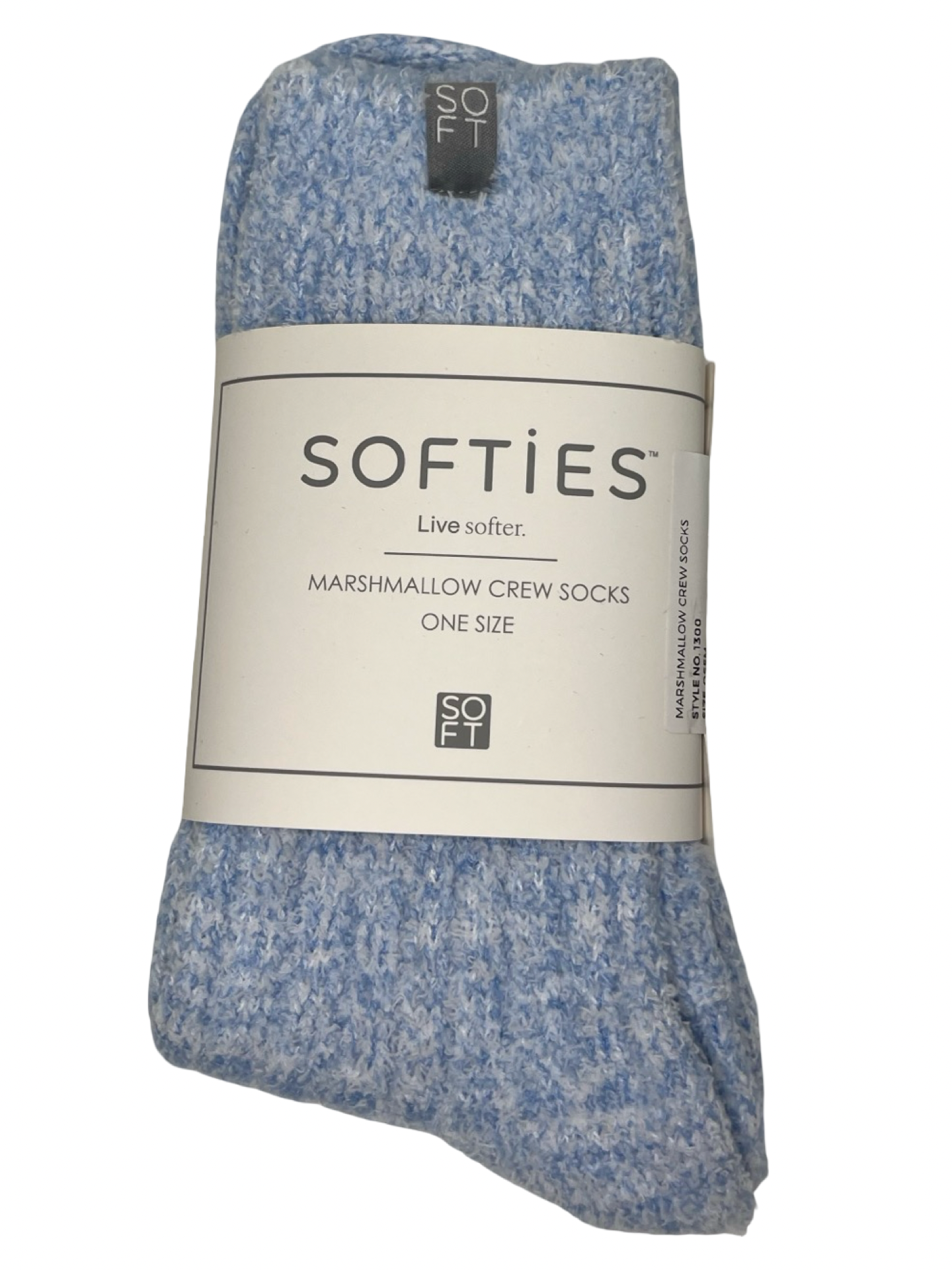 Marshmallow Crew Socks Heather Sky Blue One Size