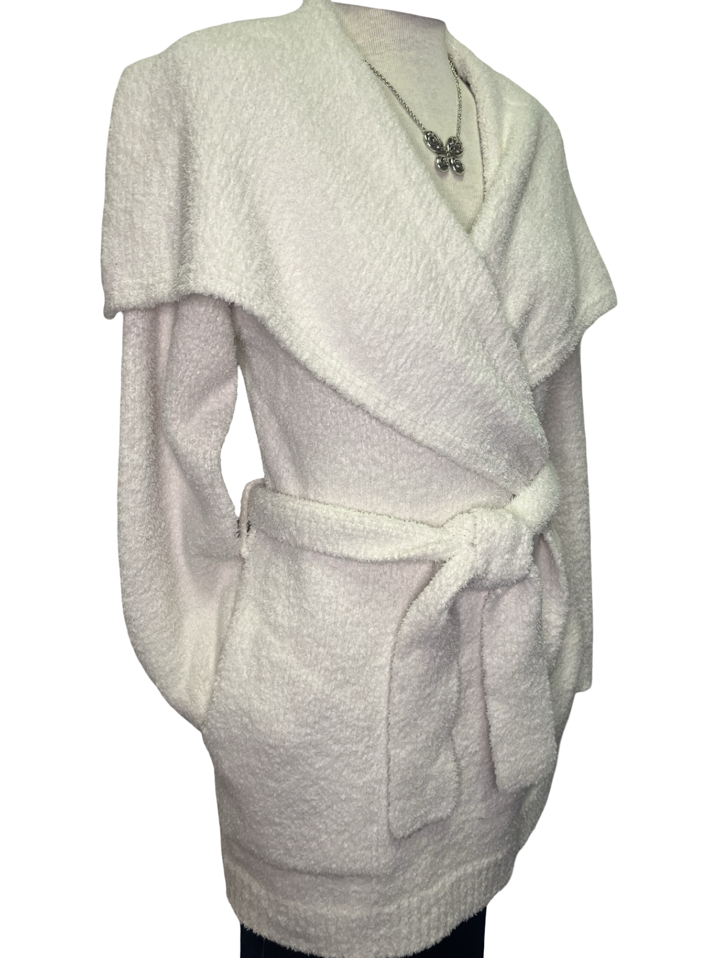 Ultra-Marshmallow Wrap Cardigan with Exaggerated Collar Almond