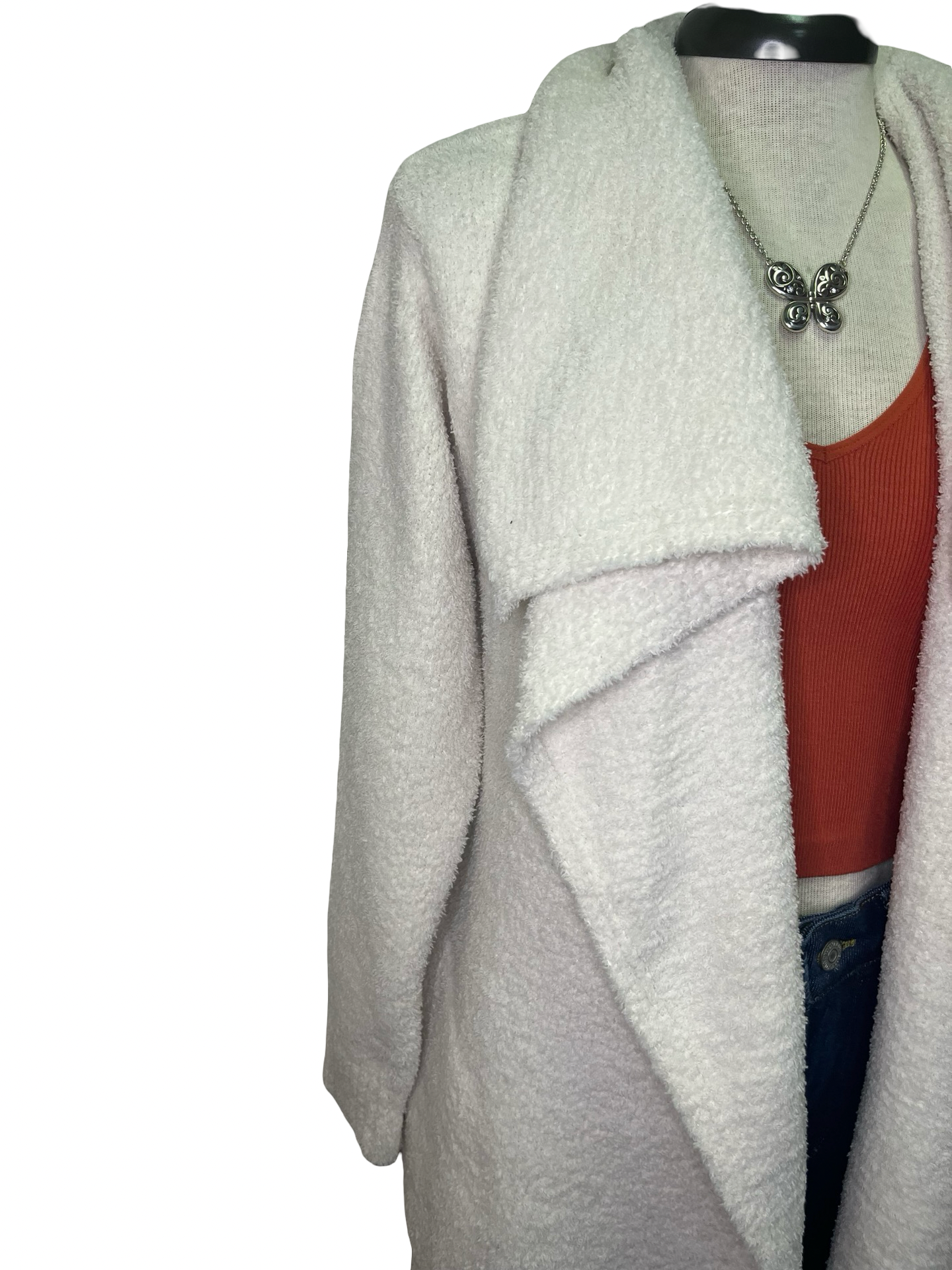 Ultra-Marshmallow Wrap Cardigan with Exaggerated Collar Almond