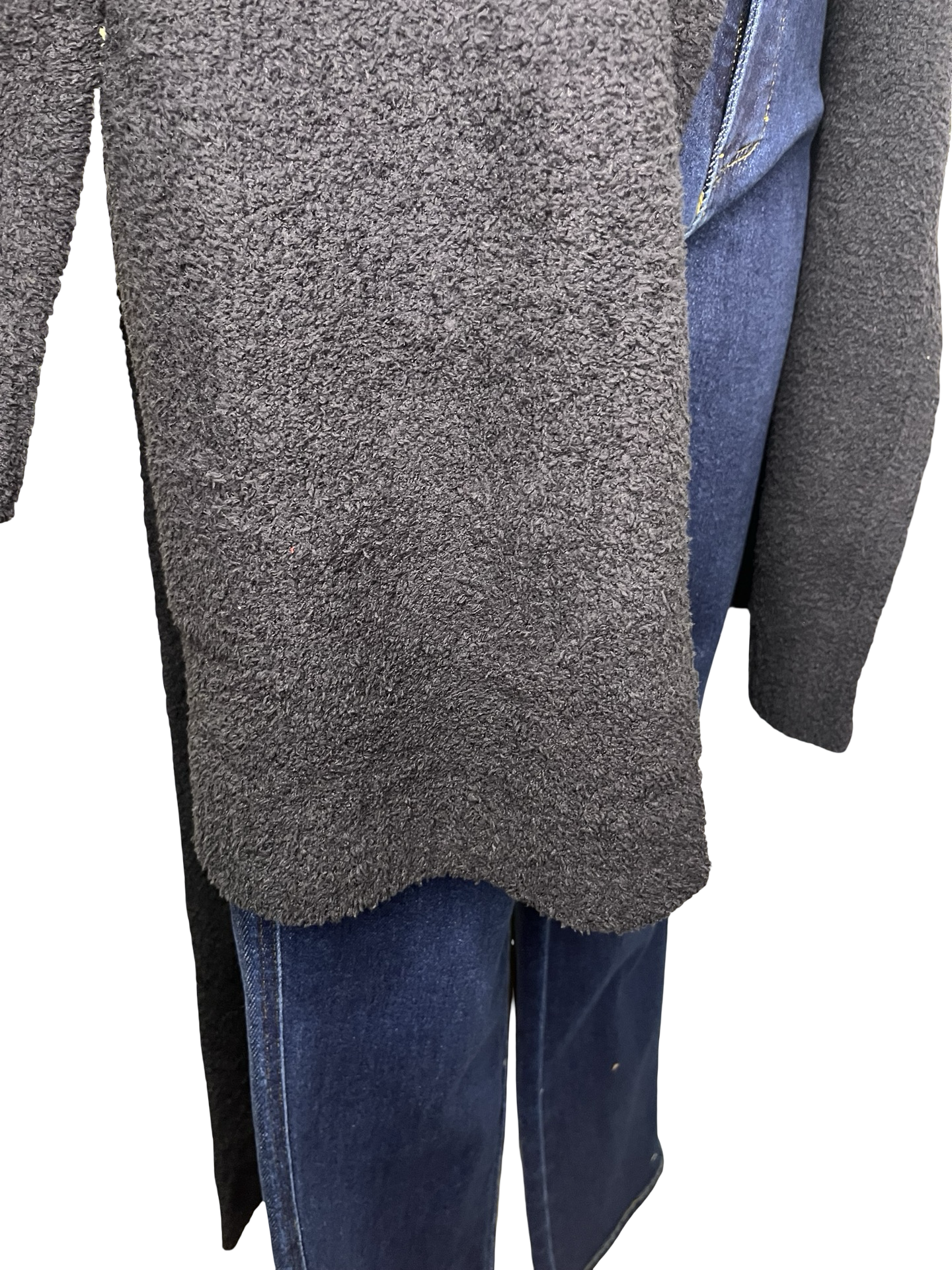 Ultra-Marshmallow Wrap Cardigan with Exaggerated Collar Black