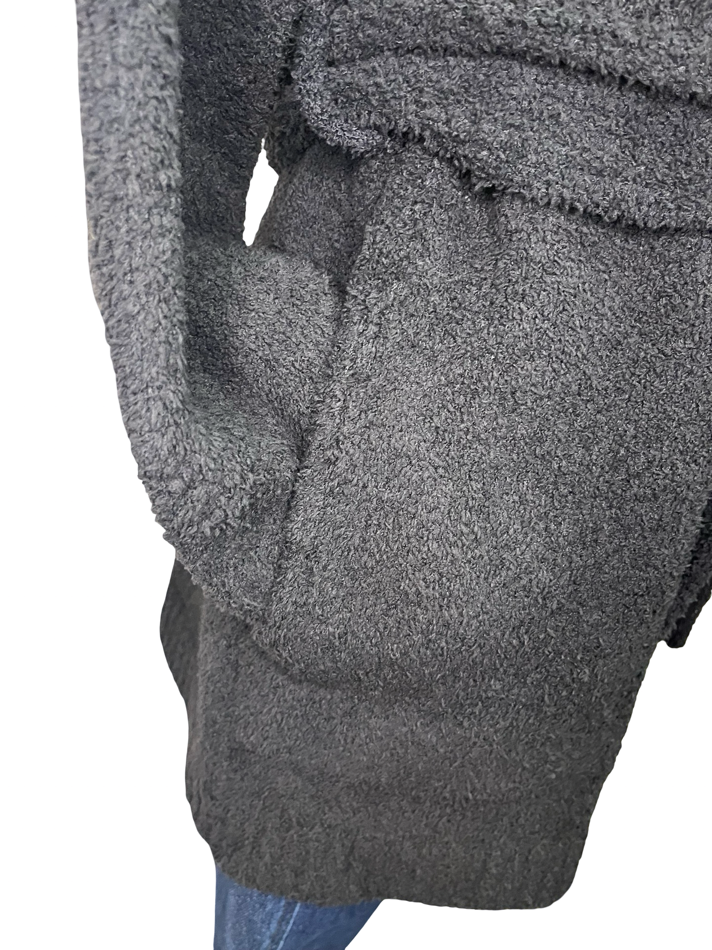 Ultra-Marshmallow Wrap Cardigan with Exaggerated Collar Black