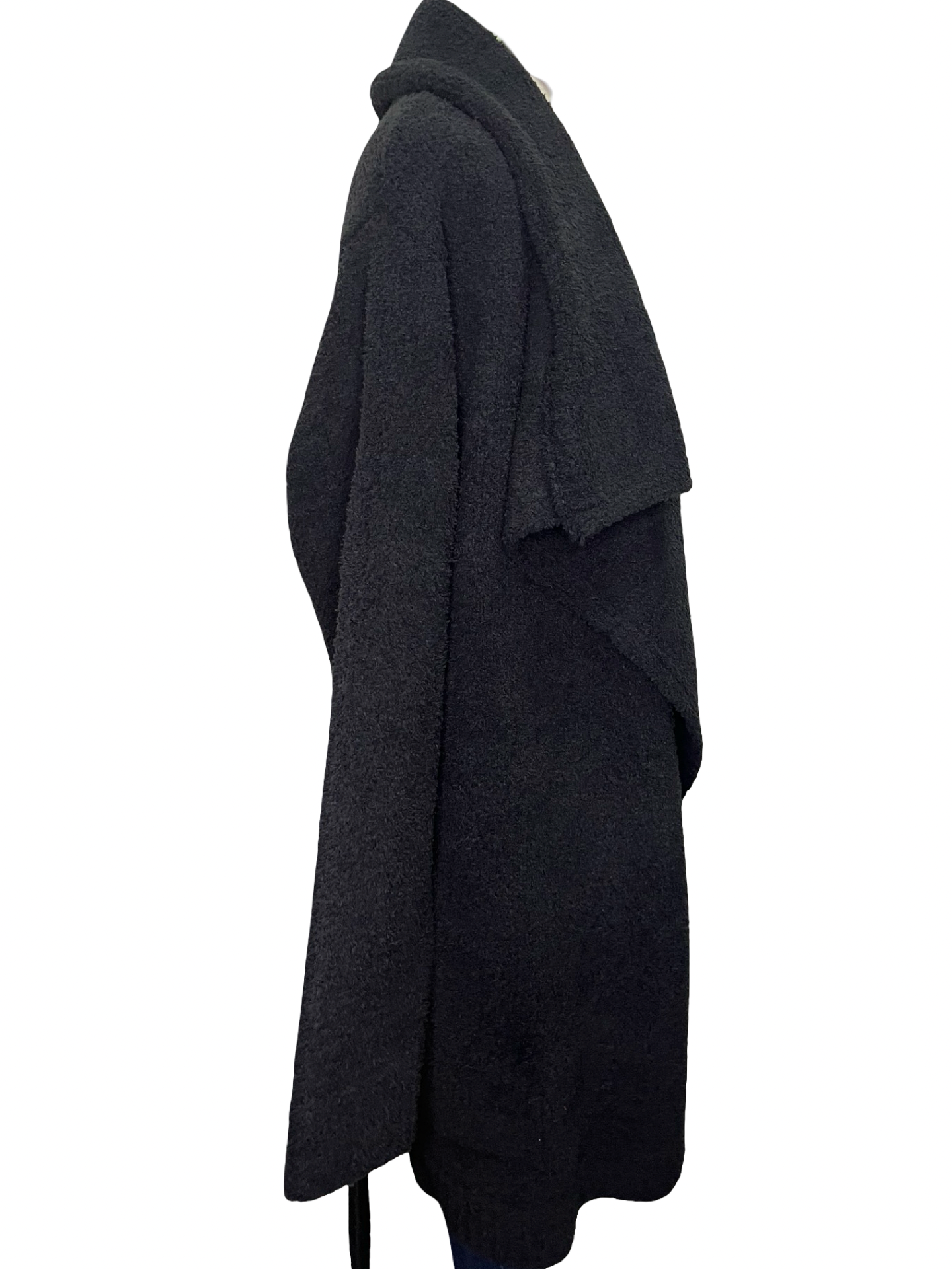 Ultra-Marshmallow Wrap Cardigan with Exaggerated Collar Black