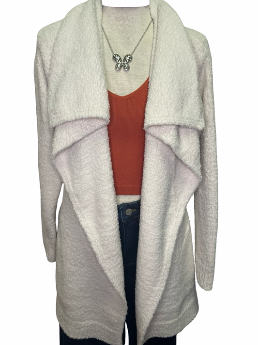 Ultra-Marshmallow Wrap Cardigan with Exaggerated Collar Almond