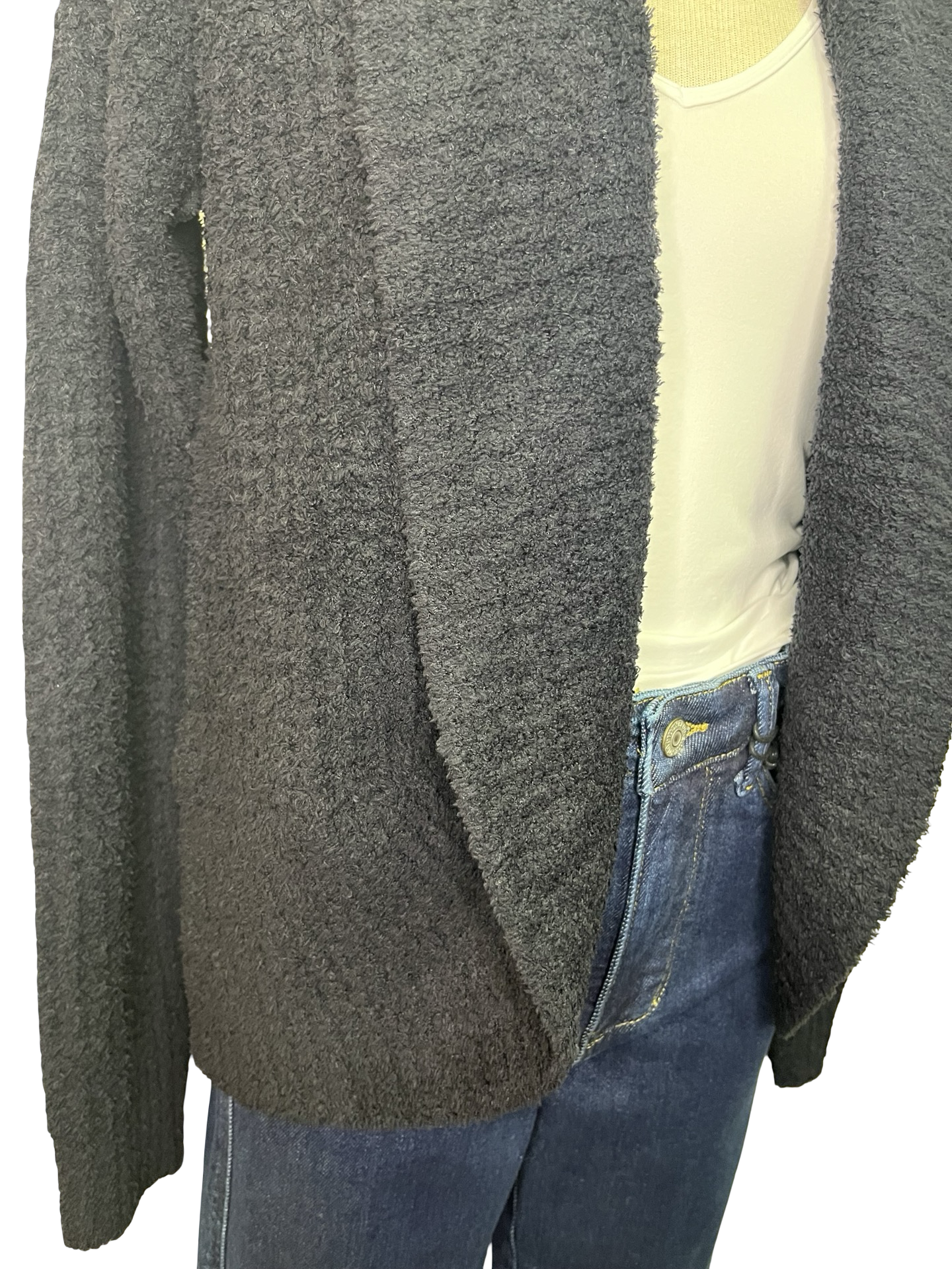 Waffle Marshmallow Cocoon Cardigan Black