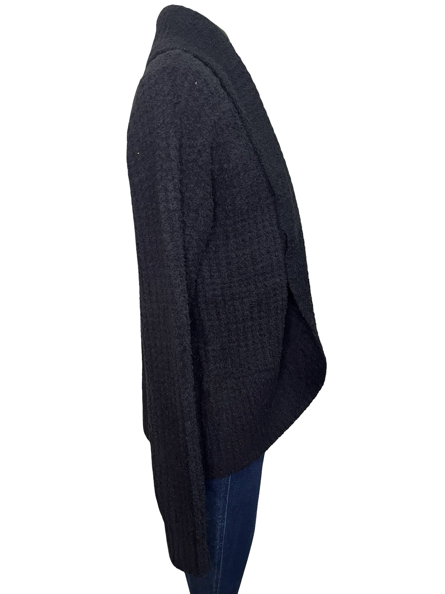 Waffle Marshmallow Cocoon Cardigan Black