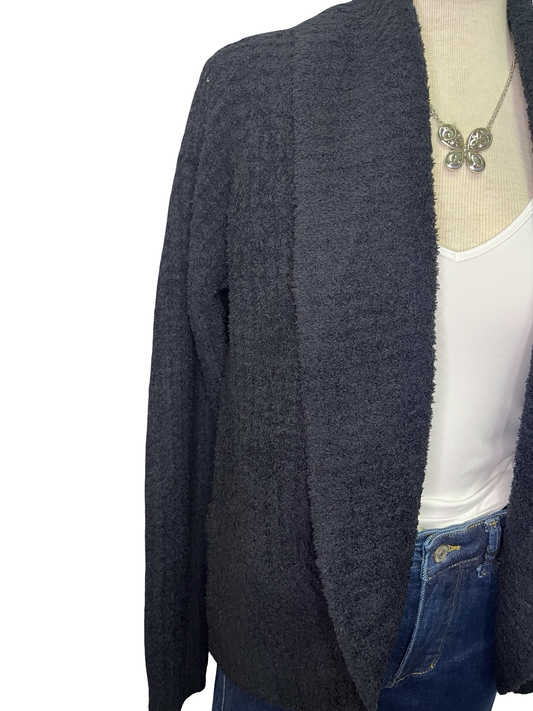 Waffle Marshmallow Cocoon Cardigan Black