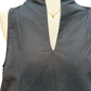 Split V Neck Stand Collar Top Black