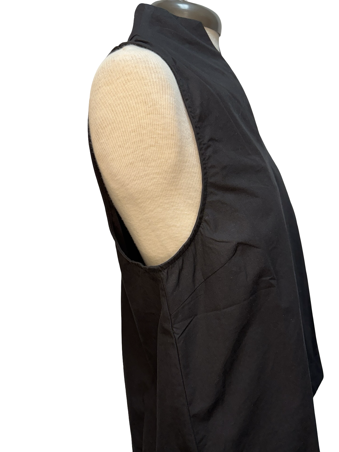 Split V Neck Stand Collar Top Black