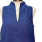 Split V Neck Stand Collar Top Navy