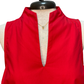Split V Neck Stand Collar Top Red