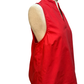 Split V Neck Stand Collar Top Red