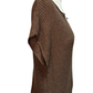 Split Neck Batwing Sweater Top Brown