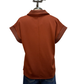 Stitch Detail Short Sleeve Top Rust