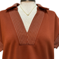 Stitch Detail Short Sleeve Top Rust