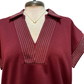 Stitch Detail Short Sleeve Top Wine
