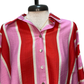 Striped Button Up 3/4 Sleeves Top Pink/Orange