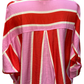 Striped Button Up 3/4 Sleeves Top Pink/Orange
