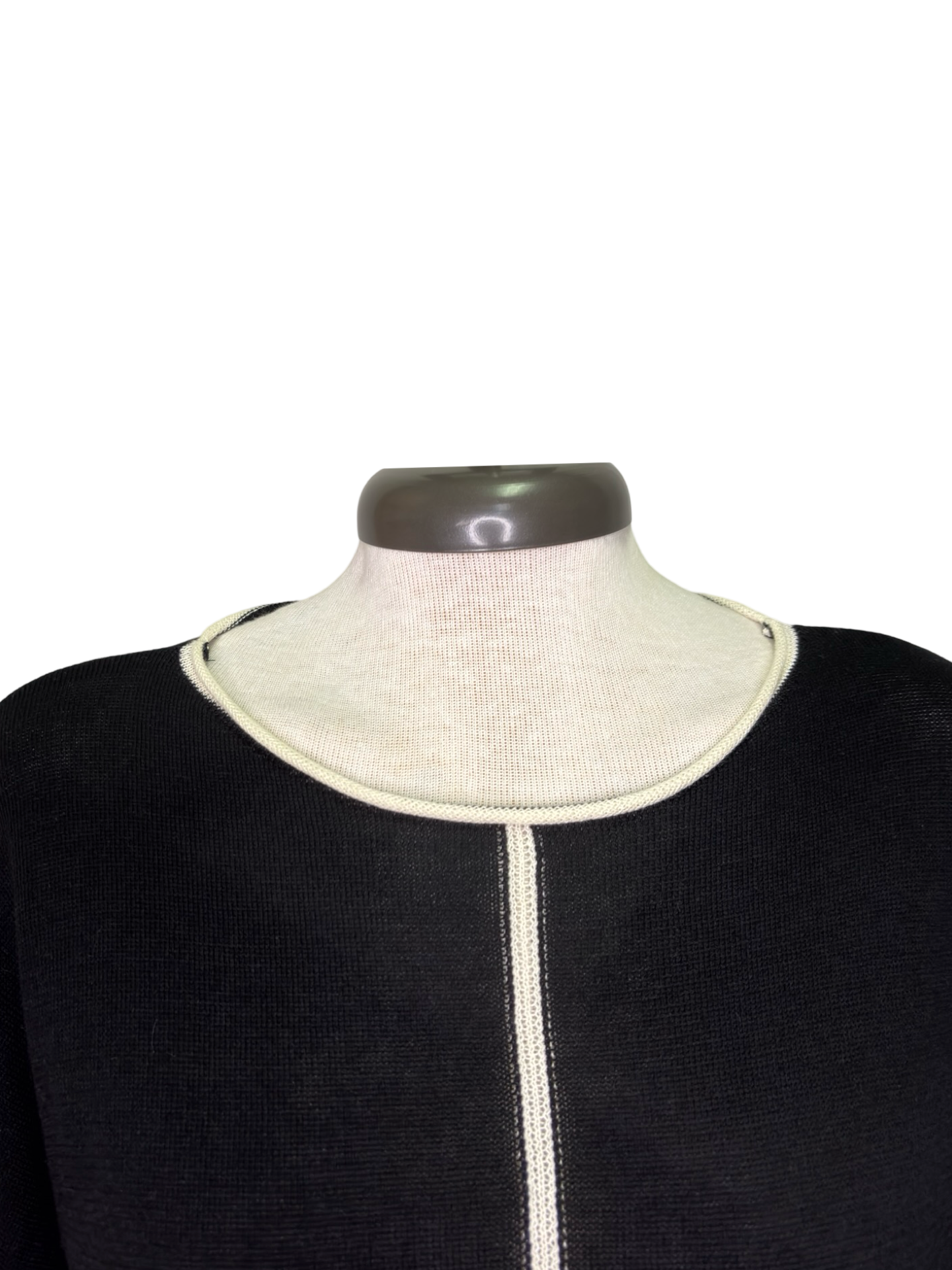 Gibraltar Wide Sleeve Knit with Contrast Trim Top Black/Cream